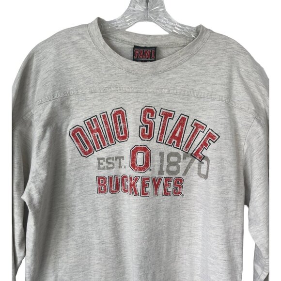 Ohio State Buckeyes Long Sleeve Tshirt Mens Tan Red Ohio State Fan 1 - Picture 3 of 8